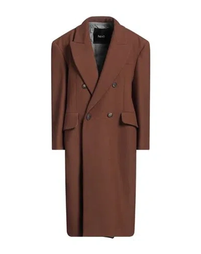 Hevo Hevò Woman Coat Brown Size 6 Polyester, Virgin Wool, Elastane