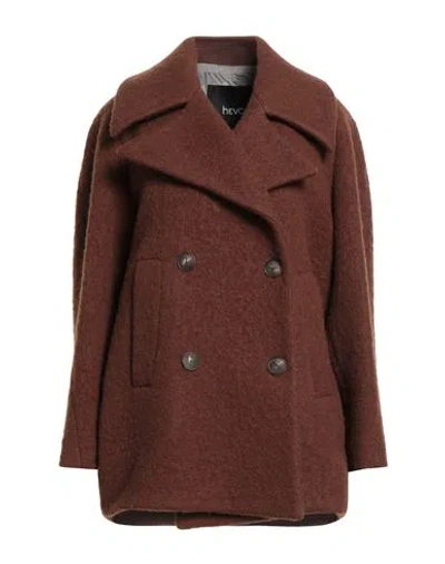 Hevo Hevò Woman Coat Brown Size 6 Virgin Wool, Polyamide