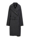 Hevo Hevò Woman Coat Lead Size 16 Virgin Wool, Polyamide In Grey