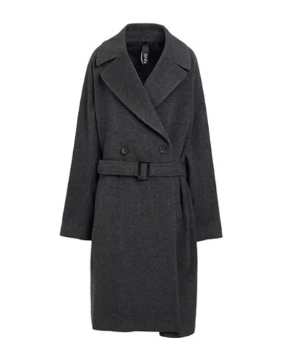 Hevo Hevò Woman Coat Lead Size 16 Virgin Wool, Polyamide In Grey