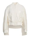 Hevo Hevò Woman Jacket Off White Size 6 Polyester, Cotton In Off White