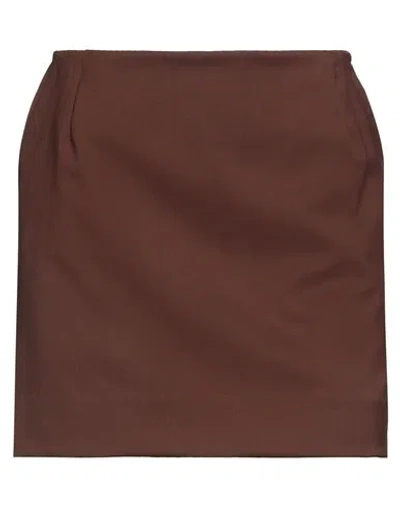 Hevo Hevò Woman Mini Skirt Chocolate Brown Size 2 Virgin Wool, Polyester, Elastane
