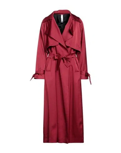 Hevo Hevò Woman Overcoat & Trench Coat Burgundy Size 4 Viscose, Virgin Wool, Elastane In Red