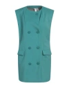 Hevo Hevò Woman Overcoat & Trench Coat Deep Teal Size 4 Virgin Wool