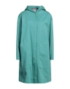 Hevo Hevò Woman Overcoat & Trench Coat Turquoise Size 6 Cotton In Blue