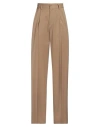 Hevo Hevò Woman Pants Camel Size M Virgin Wool In Beige