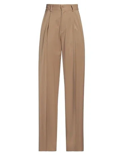 Hevo Hevò Woman Pants Camel Size M Virgin Wool In Beige