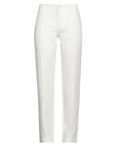Hevo Hevò Woman Pants White Size 6 Polyester, Elastic Fibres