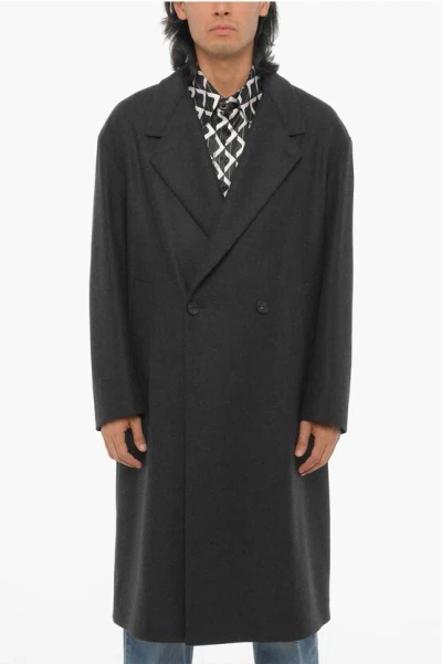 Hevo Wool Blend Santacesarea Double-breasted Coat In Grey