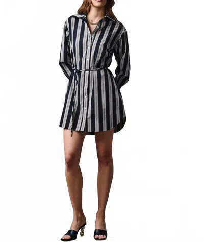 Hevron Abby Stripe Mini Dress In Black In Multi