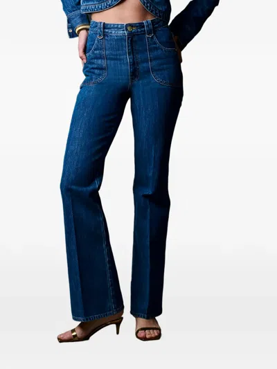 Hevron Alana Patch-pocket Jeans In Blue