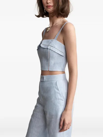 Hevron Alba Ladder-stitch Top In Blue