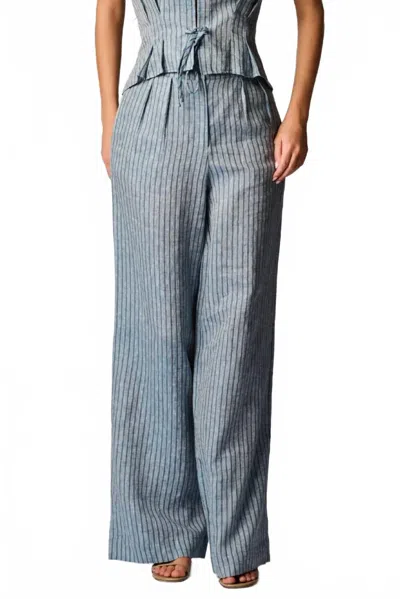Hevron Alina Pant In Navy Stripe In Blue