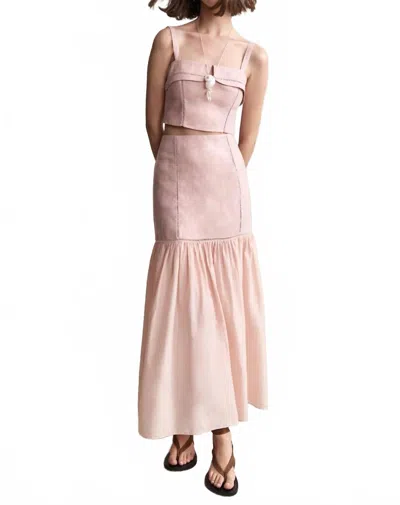 Hevron Amalie Midi Skirt In Dusty Pink