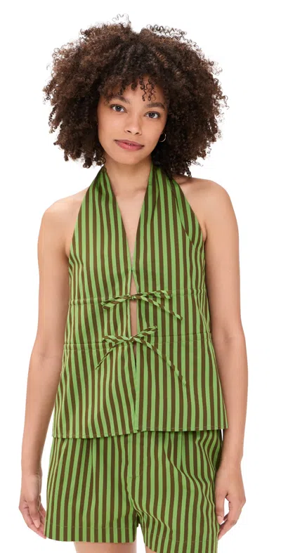Hevron Amira Stripe Top Green Stripe