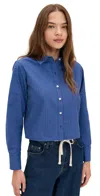Hevron Amita Top Denim Wine Stripe In Blue