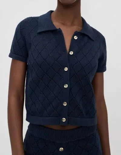 Hevron Arlet Cardigan In Navy In Multi