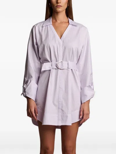 Hevron Audrey Belted Mini Dress In Purple