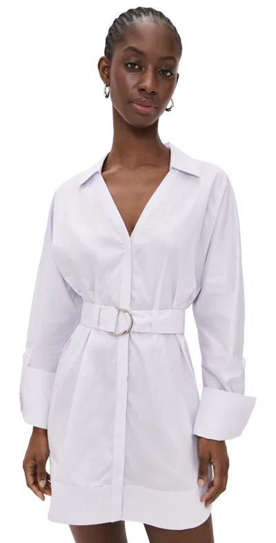 Hevron Audrey Dress Thistle Stripe In White