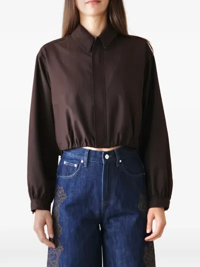 Hevron Bree Elasticated-hem Cropped Jacket In Brown