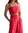 Hevron Caitlyn Sleeveless Crop Top In Red In Multi