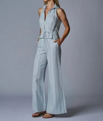 Hevron Capri High Rise Wide-leg Pant In Blue Stripe
