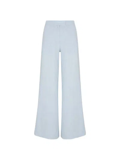 Hevron Capri High-waisted Flared Trousers In Blue