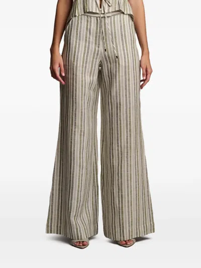 Hevron Capri Striped Trousers In Neutral