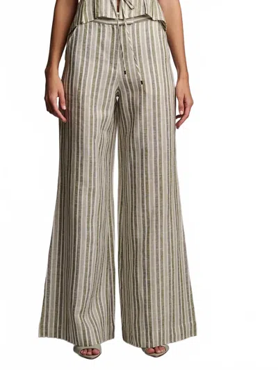 Hevron Capri Yarn Dyed Pant In Sage Stripe In Multi
