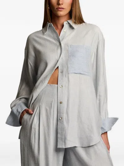 Hevron Chambray Pocket Shirt In Gray