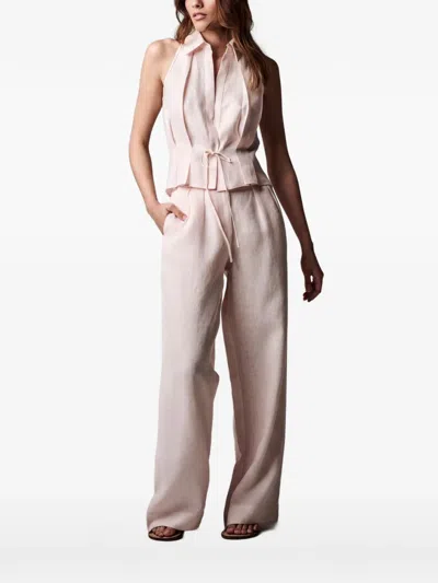 Hevron Collared Tie Top In Pink