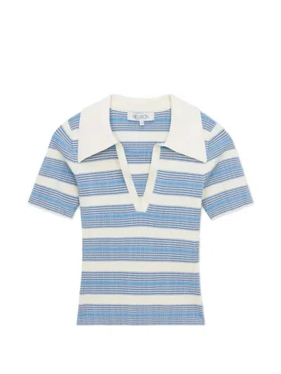 Hevron Daisy Striped Top In Blue