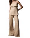 Hevron Dara Wide Leg Pants In Wheat In Brown