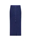 Hevron Diamond-pattern Button-detail Skirt In Blue