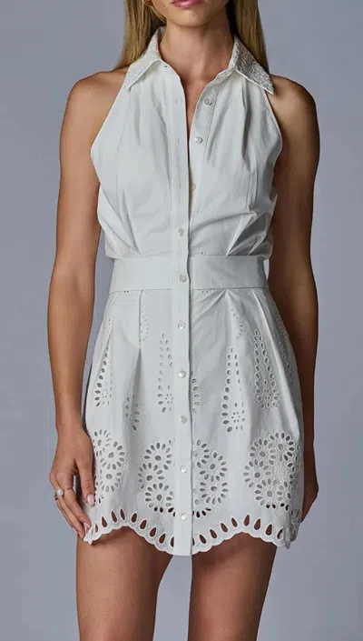 Hevron Domino Dress In Eyelet White In Multi