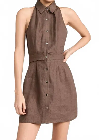 Hevron Domino Mini Dress In Chocolate In Brown
