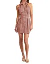 Hevron Domino Mini Dress In Oxblood Stripe In Multi