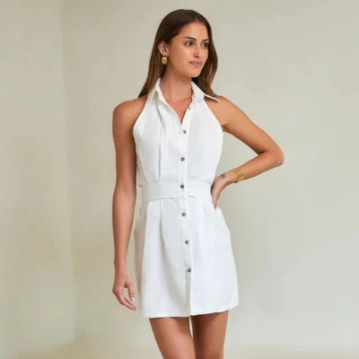 Hevron Domino Mini Dress White
