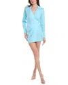 Hevron Dori Linen-blend Mini Dress In Blue