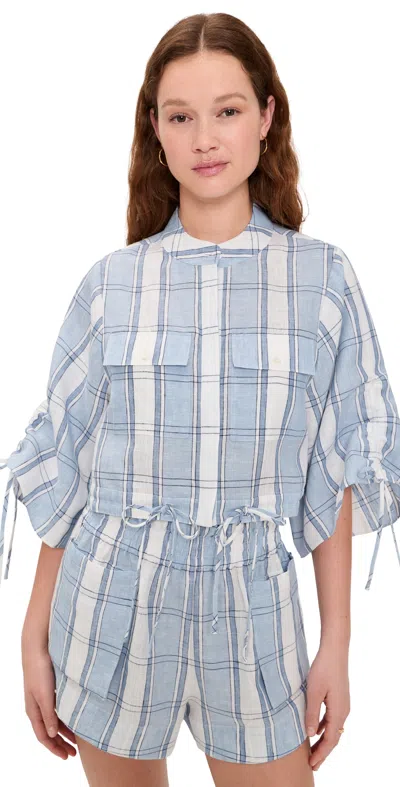 Hevron Eva Top Blue Plaid