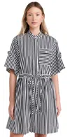 Hevron Febe Dress Black & White Stripe In Black & White Stripe