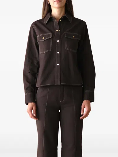 Hevron Fiora Contrast-stitch Overshirt In Multi