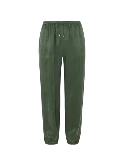 Hevron Halina Drawstring Elasticated Track Pants In Green