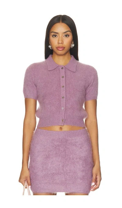 Hevron Juno Cardigan In Violet Ice