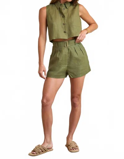 Hevron Katja Crop Top In Olive In Green