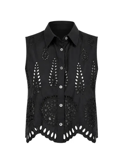 Hevron Katja Eyelet-detail Shirt In Black