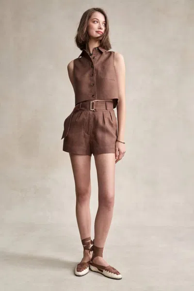 Hevron Katja Sleeveless Top In Chocolate In Brown