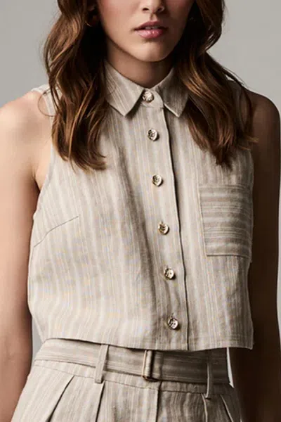 Hevron Katja Top In Tawny Stripe In Multi