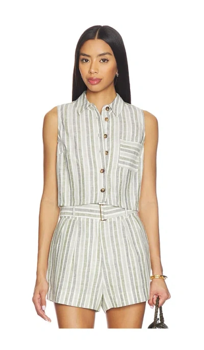 Hevron Katja Yarn Dyed Top In Green