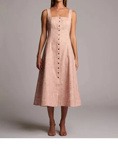Hevron Kya Button‑front Midi Dress Dress In Camo Print Pink